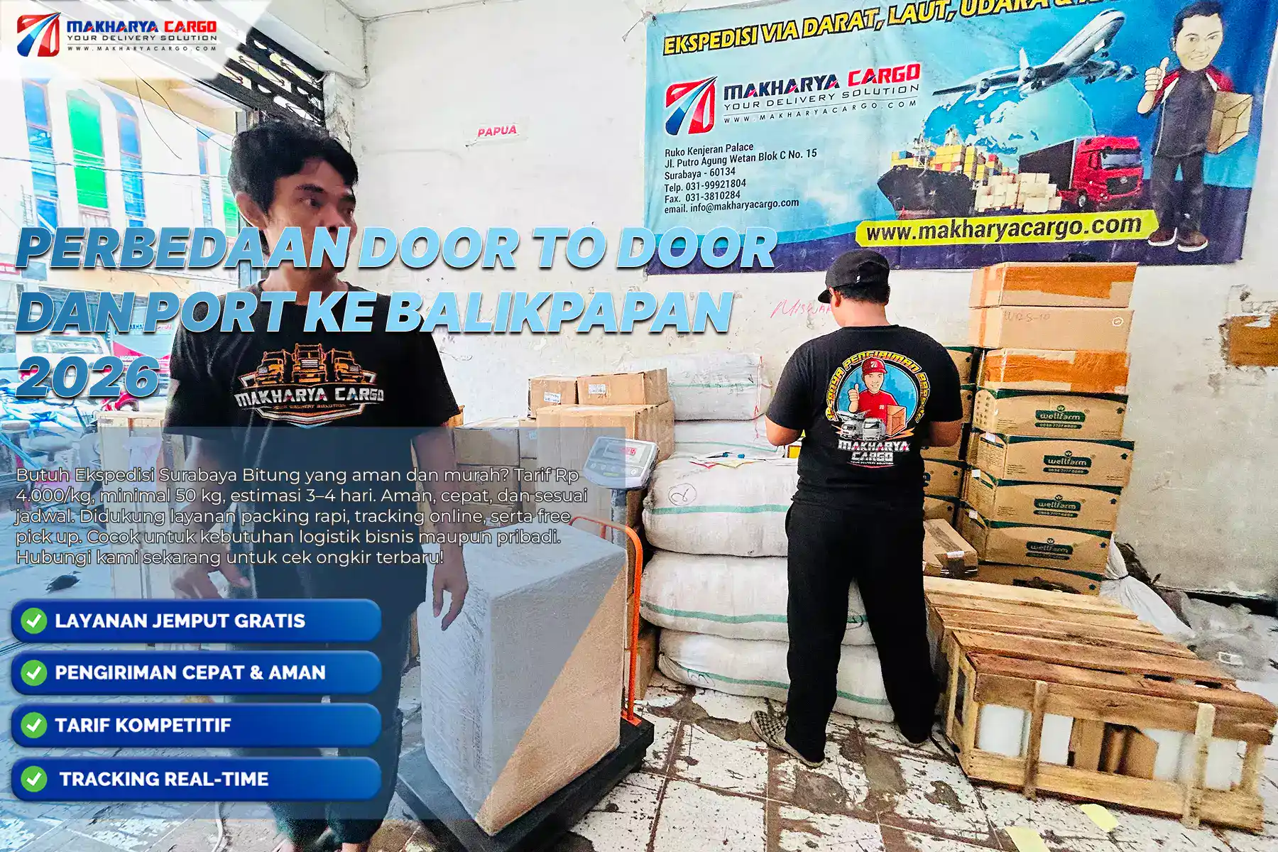 perbedaan door to door dan port ke balikpapan 
