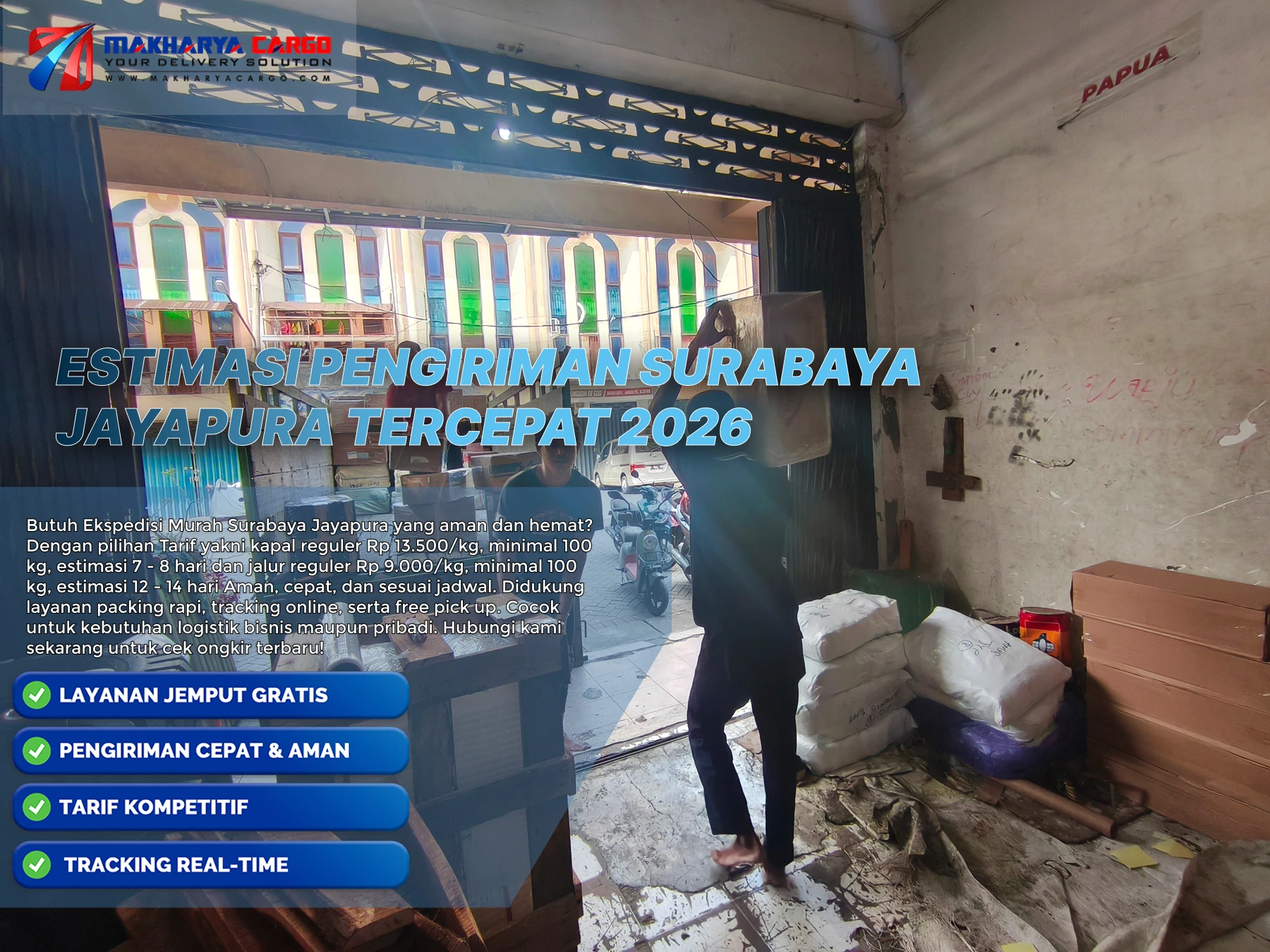 Estimasi pengiriman Surabaya Jayapura menggunakan kapal cargo laut