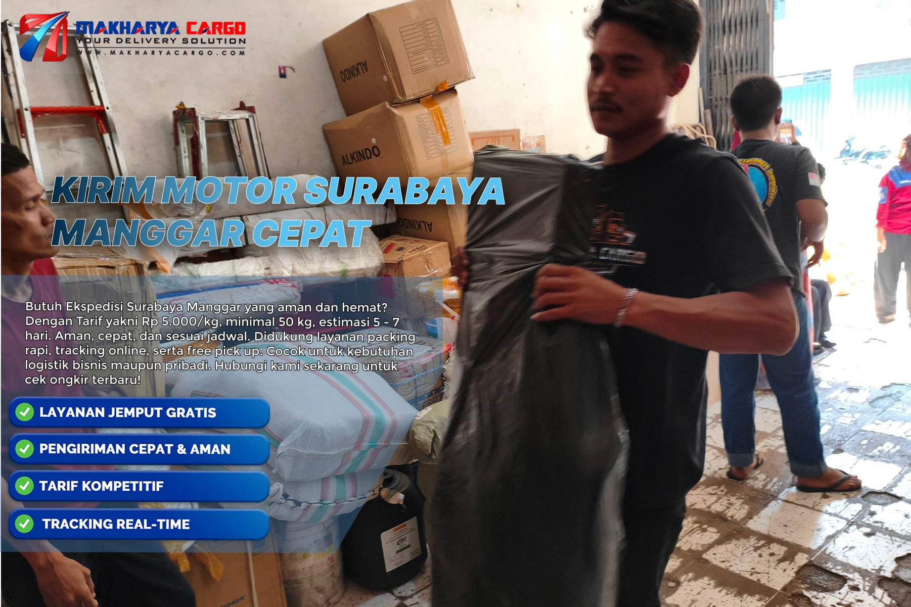 Kirim motor Surabaya Manggar dengan proses pengiriman yang aman melalui jalur laut