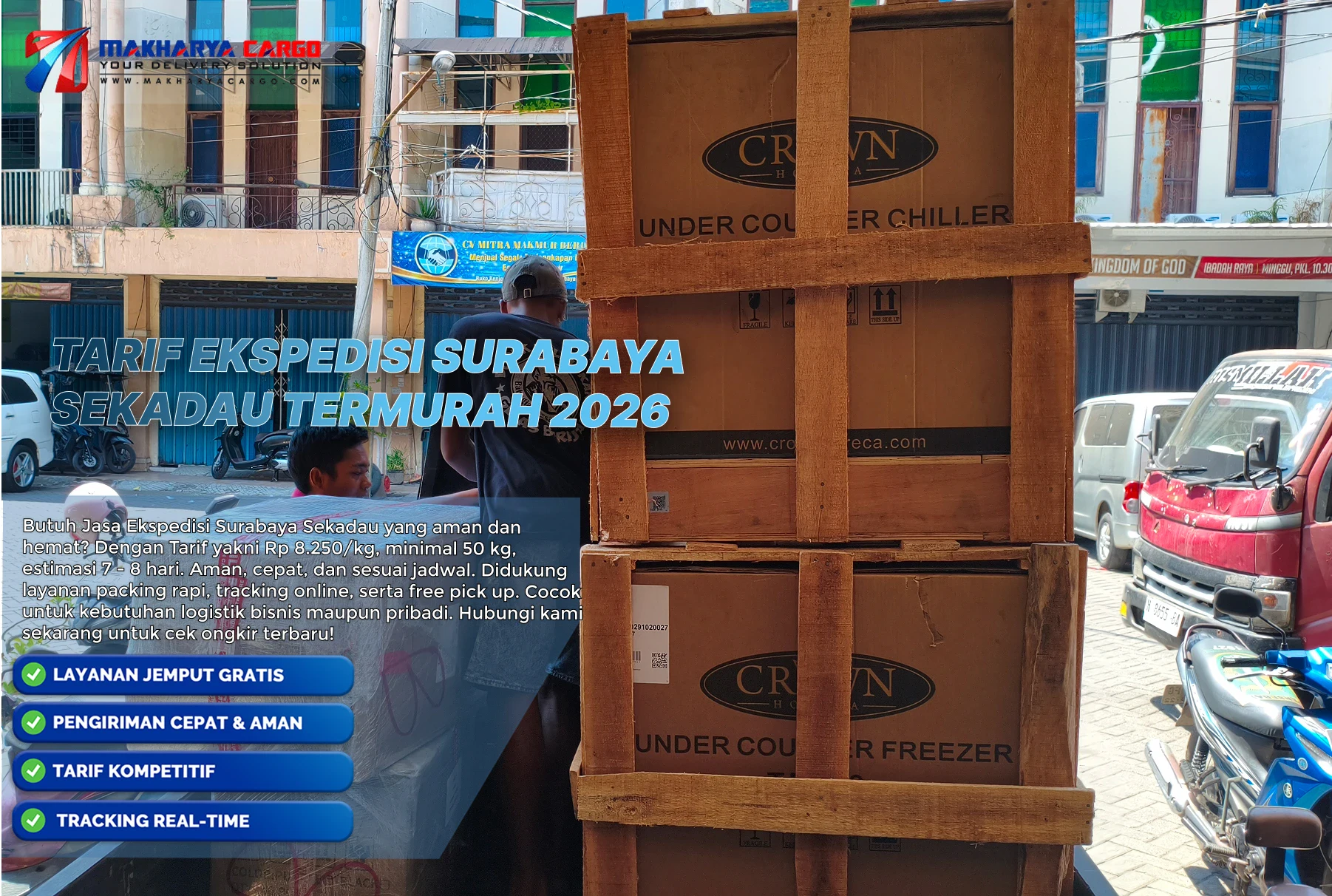 Tarif ekspedisi Surabaya Sekadau untuk pengiriman barang cargo.