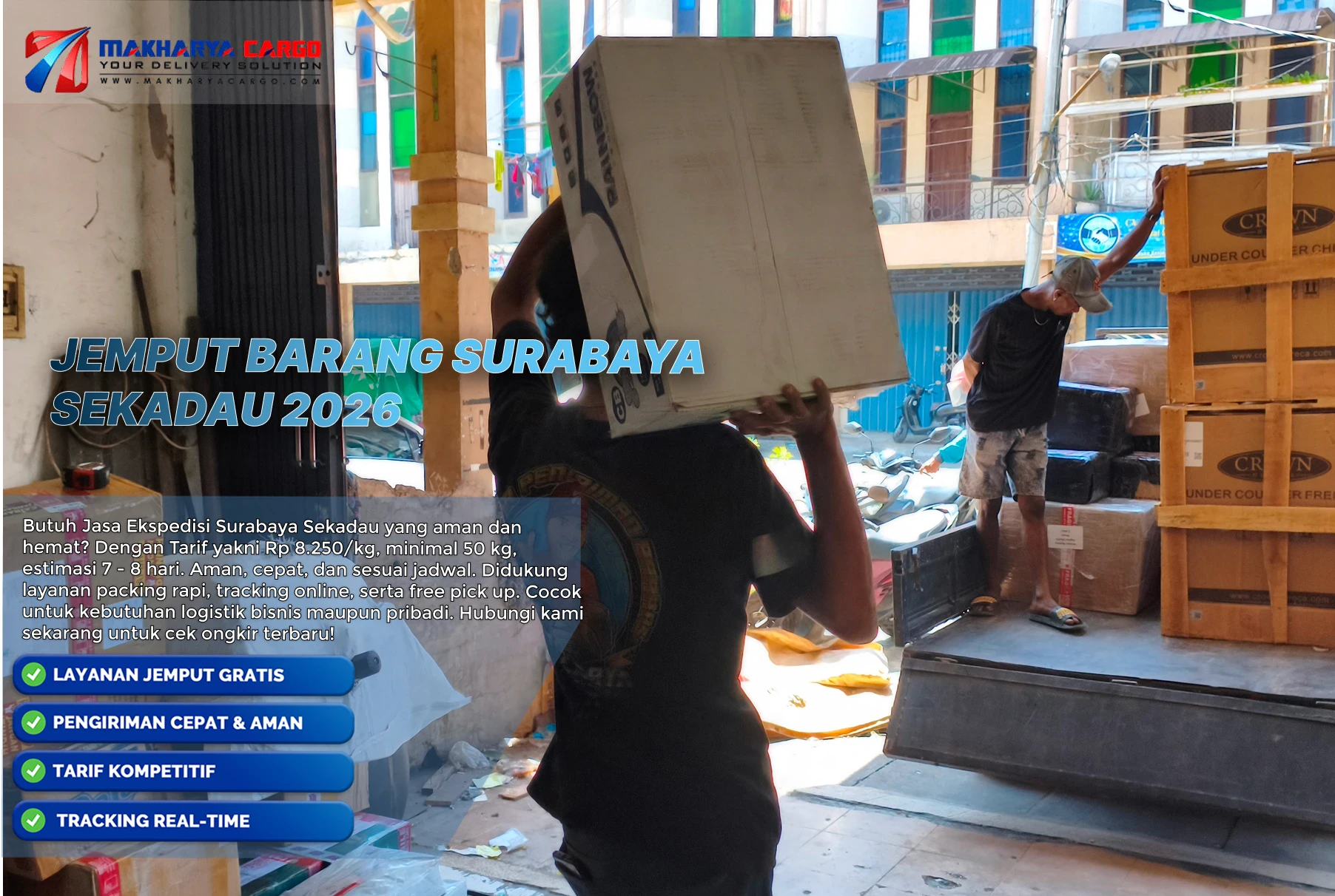 Jemput barang Surabaya Sekadau dari alamat pengirim