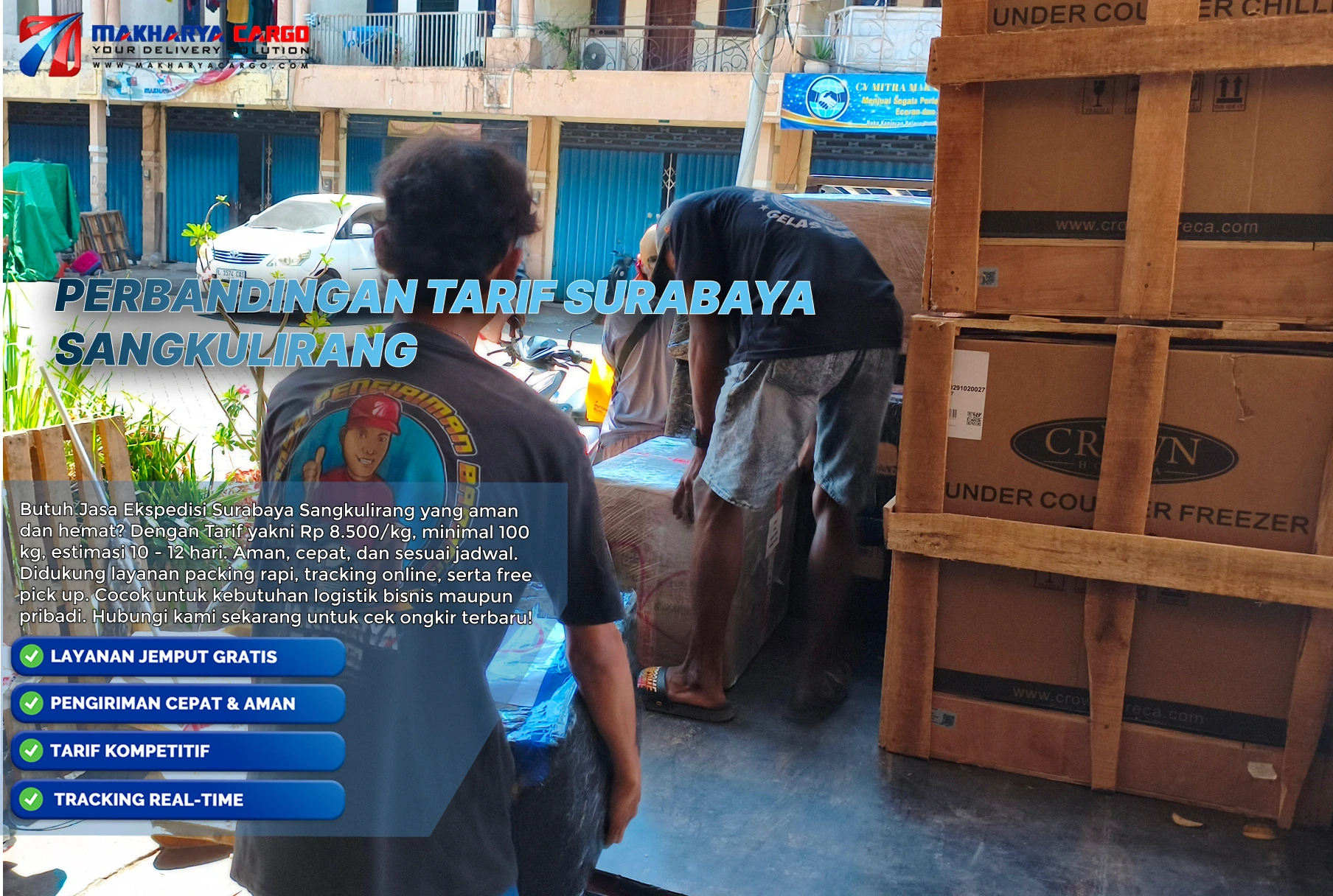 Perbandingan tarif pengiriman Sangkulirang berdasarkan berat barang