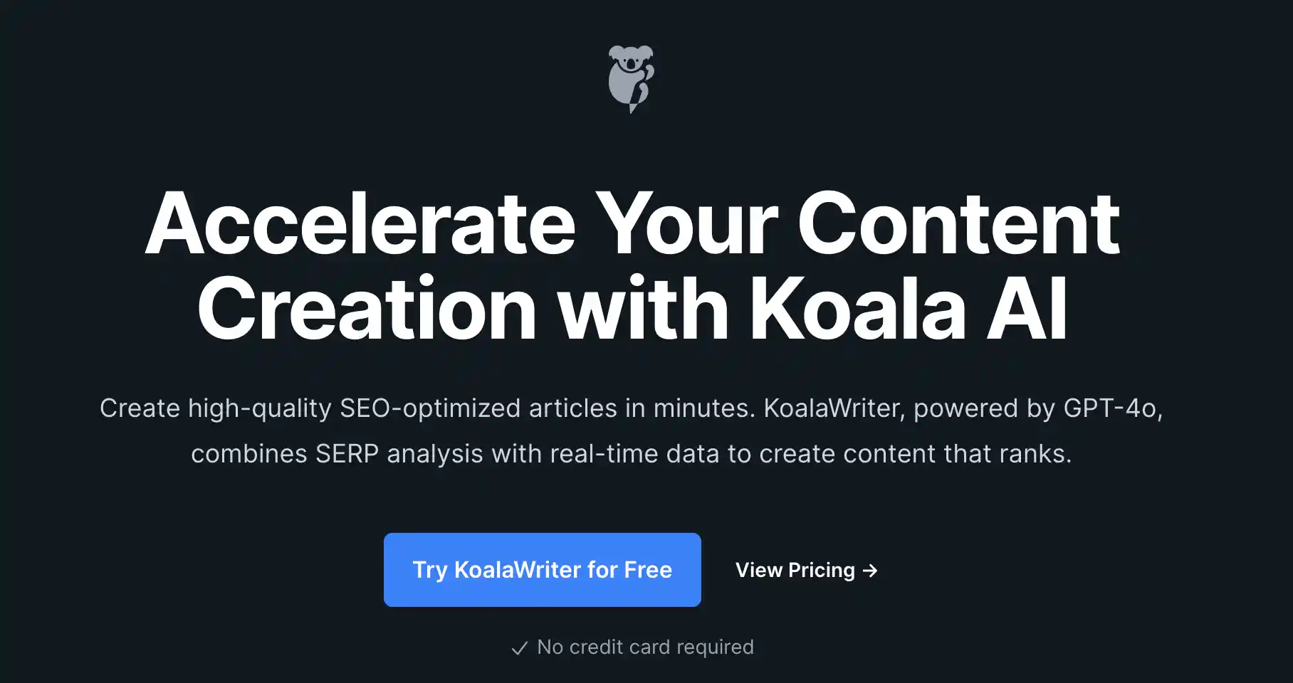 Koala AI review 2025, landing screen