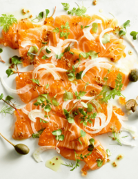 Salmon Crudo With Citrus Soy Dressing 1 SALMON CRUDO