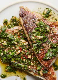 Broiled Red Snapper with Za'atar Salsa Verde - Groomer's Seafood
