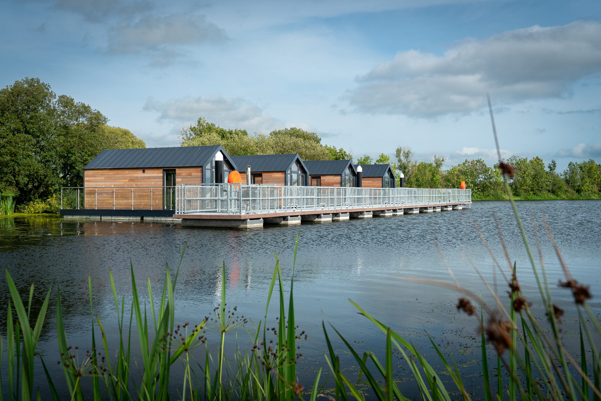 Bluefield Houseboats floating accommodation beside the water