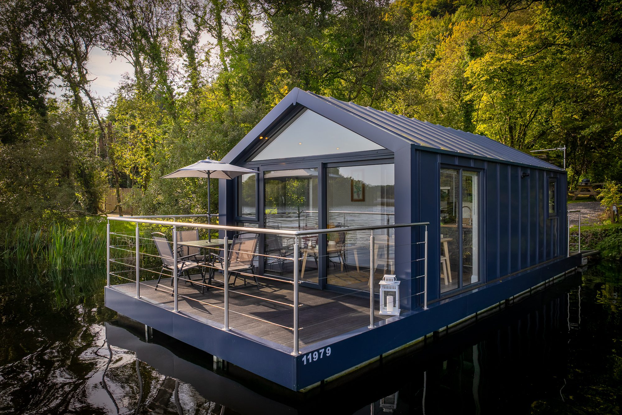 Bluefield Houseboats floating accommodation beside the water