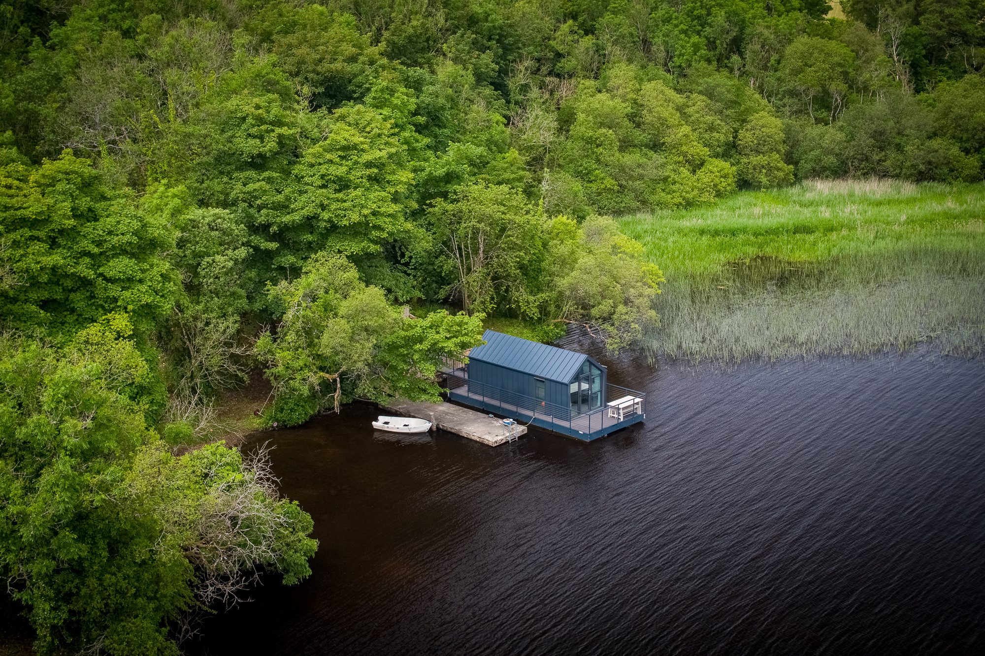 Bluefield Houseboats floating accommodation beside the water