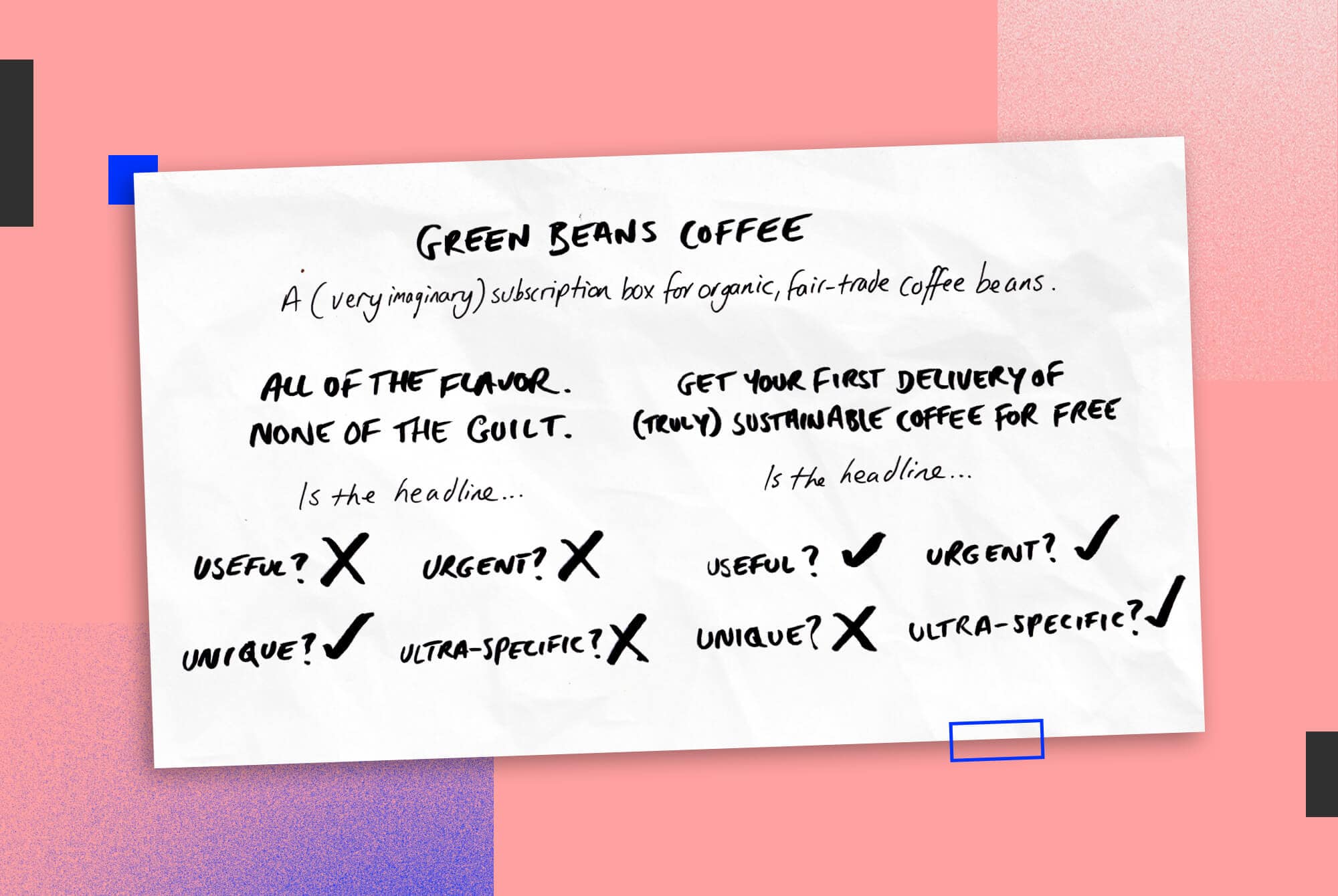 landing page subheading example - desktop version