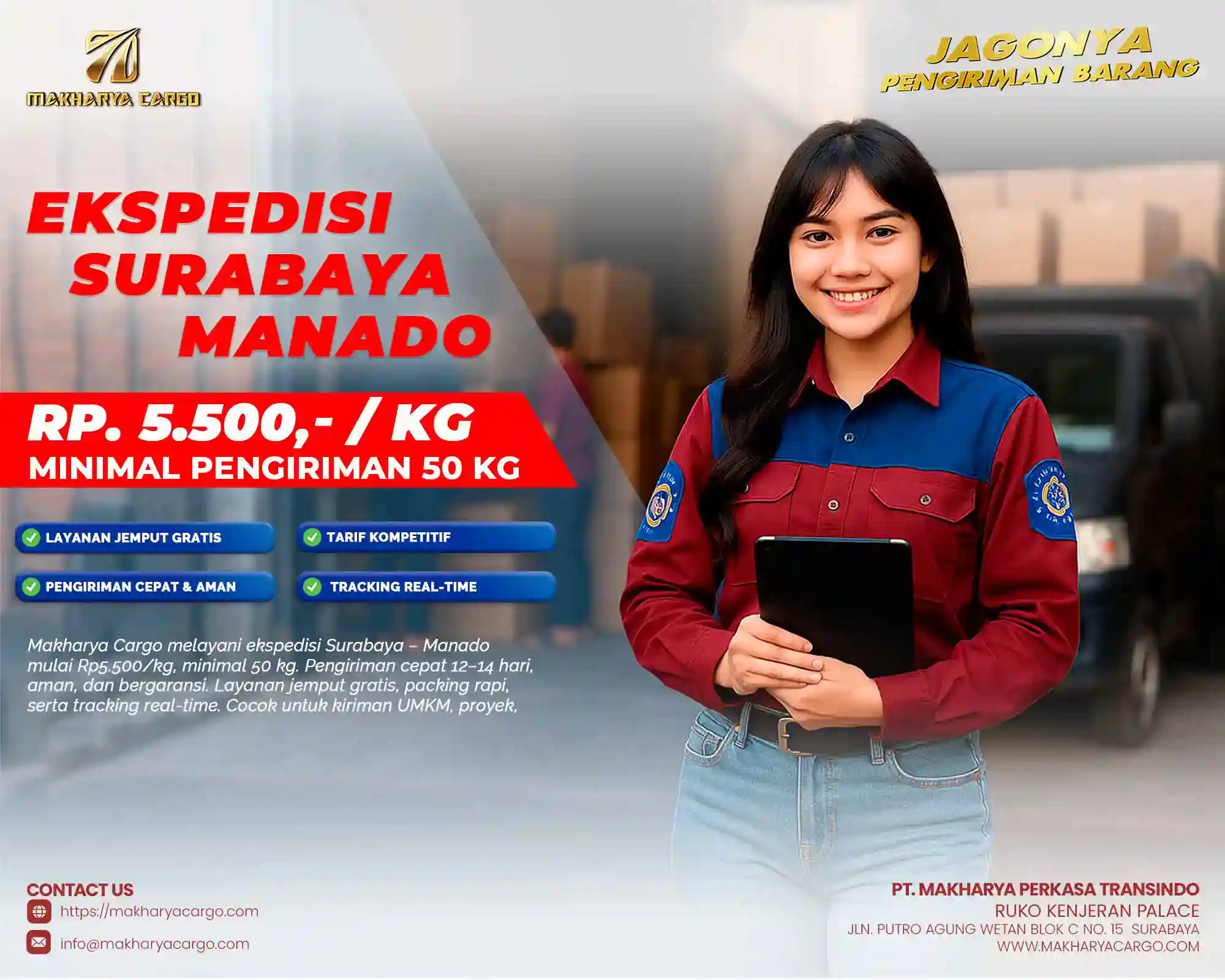 Paket barang besar dengan packing kayu dan asuransi untuk ekspedisi cargo Surabaya Manado