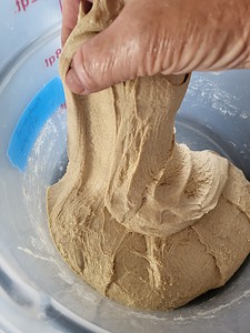 stretching dough