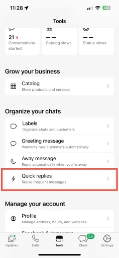 Ensure quick replies