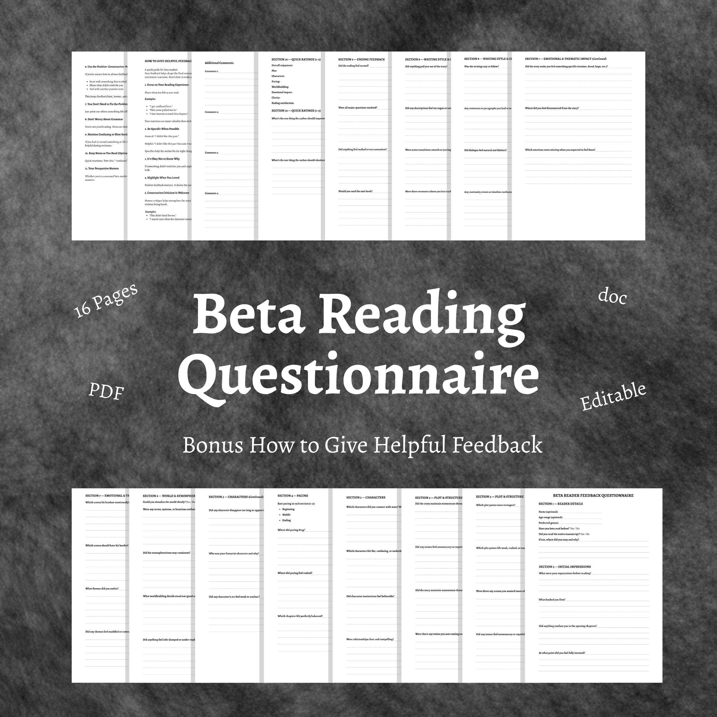 Free Beta Reader Questionnaire