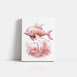 Canvas kinderkamer schilderij met dolfijn print