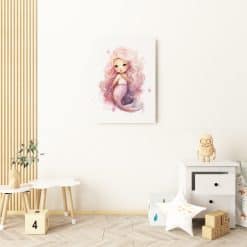 Canvas kinderkamer schilderij met zeemeermin print
