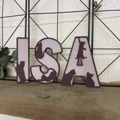 Houten Letters in katten thema, decoratieve houten letters katten