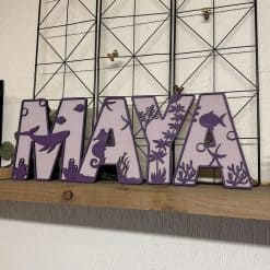 Houten letters onderwaterwereld