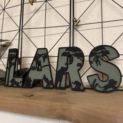 Houten decoratie letters safari thema