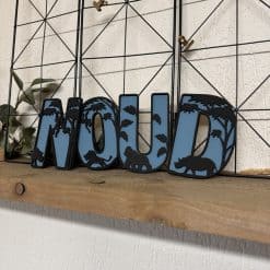 Houten decoratie letters safari thema