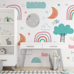 Kinderkamer behang Pink rainbow collectie met roze