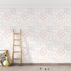 Kinderkamer behang roze met bloemen