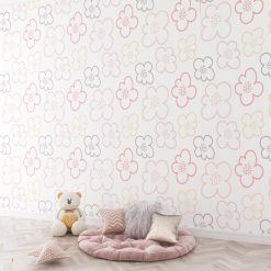 Kinderkamer behang roze met bloemen