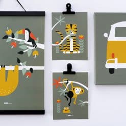 Poster set jungle kinderkamer olijf groen