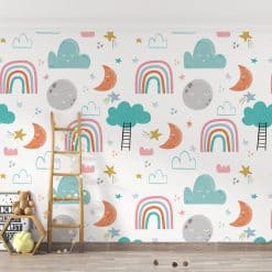 Kinderkamer behang Pink rainbow collectie met roze
