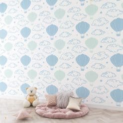 Kinderkamer behang - Luchtballonnen Blauw