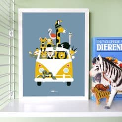 Poster Safari Kinderkamer | jeans blauw