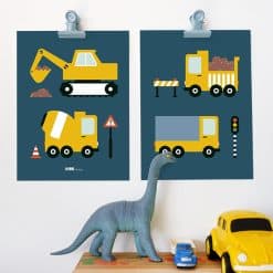 poster set on the road voertuigen