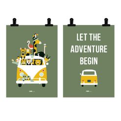 Poster set Safari 2x | olijf groen