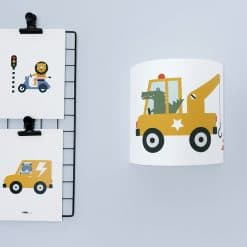 Kinderkamer wandlamp takelwagen krokodil wit