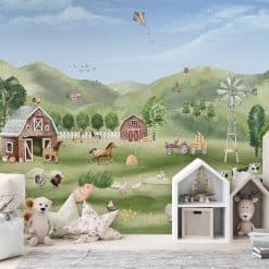 Fotobehang kinderkamer met boerderij leven