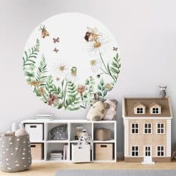 Kinderkamer muurcirkel elfjes en bloemen
