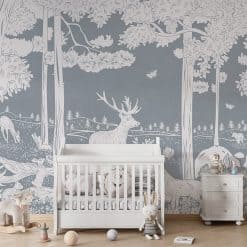 Fotobehang kinderkamer of babykamer, monochrome Bos