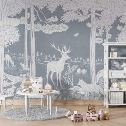 Fotobehang kinderkamer of babykamer, monochrome Bos
