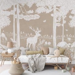 Fotobehang kinderkamer of babykamer, monochrome Bos