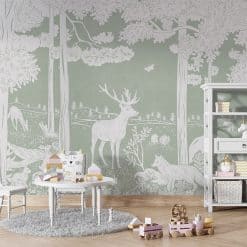 Fotobehang kinderkamer of babykamer, monochrome Bos
