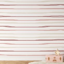 Kinderkamer behang met oud roze tinten