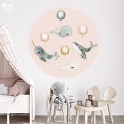 Muurcirkel kinderkamer heart of the sea Roze