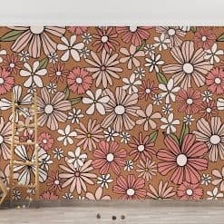 Retro bloemen oud roze behang meiden kamer