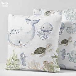 Kussen kinderkamer onderwater wereld, zeedieren kussen