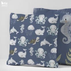 Kussen kinderkamer onderwater wereld, zeedieren kussen