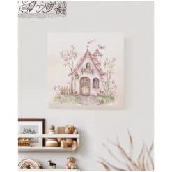 Muur kinderkamer met canvas schilderij, met een afbeelding van het elven huisje