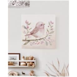 Kinderkamer canvas met afbeelding van vogeltje uit de fairy garden collectie