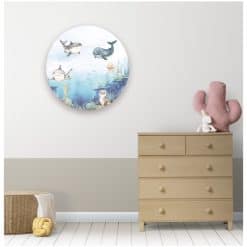 Kinderkamer muur met muurcirkel DeepSeaCuties - onderwaterthema