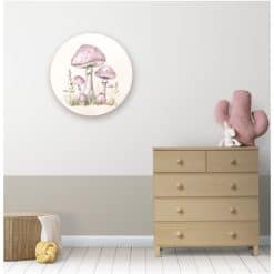 Kinderkamer met muurcirkel fairy garden met paddestoelen