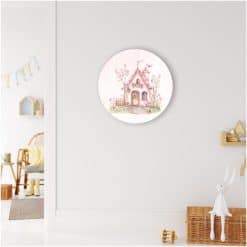 Kinderkamer muur met muurcirkel fairy garden huisje