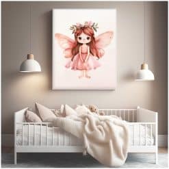 Kinderkamer met grote poster, elfjes illustratie
